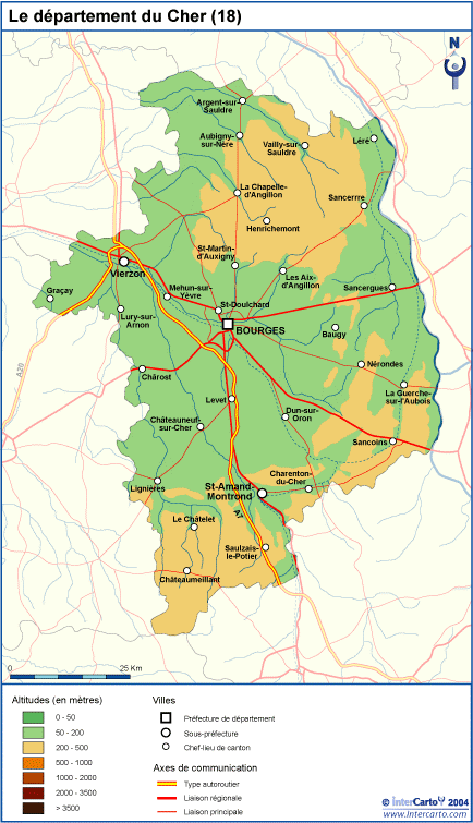 region centre carte du relief