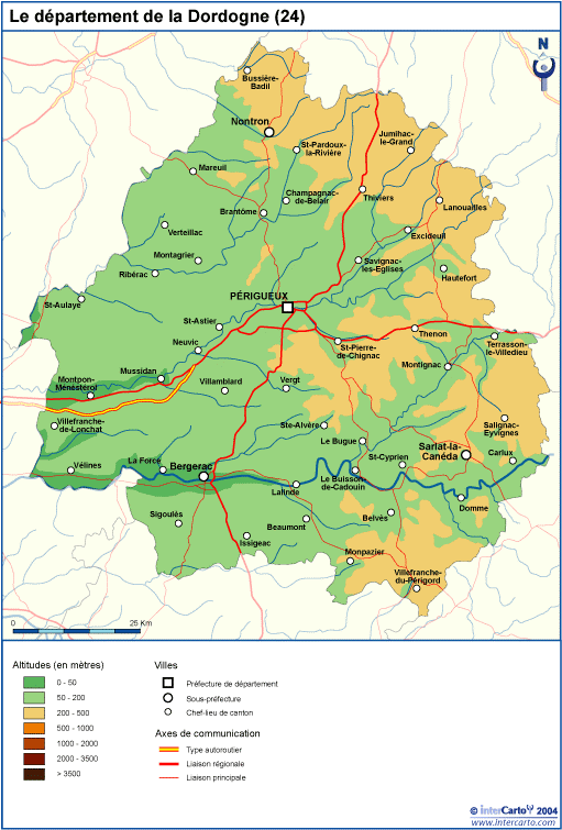 carte geographique de la dordogne