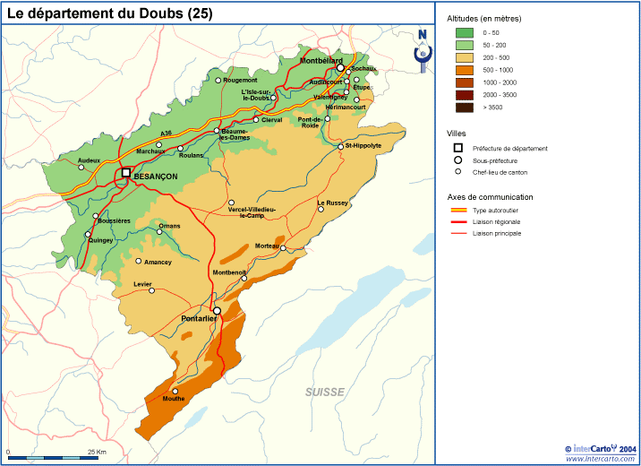 carte departement doubs