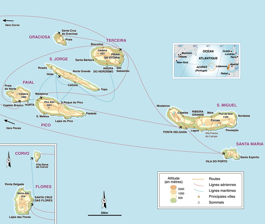 Carte des Aores