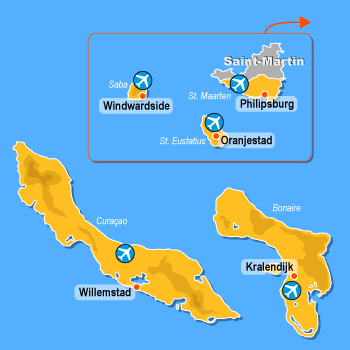 Carte des Antilles Nerlandaises