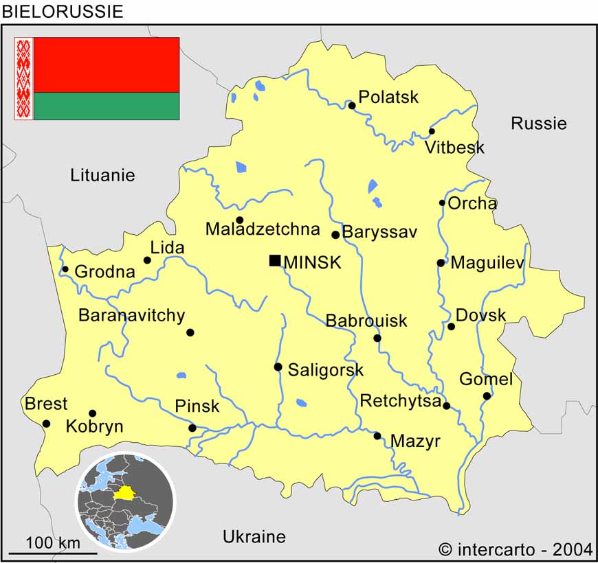 Carte de la Bilorussie