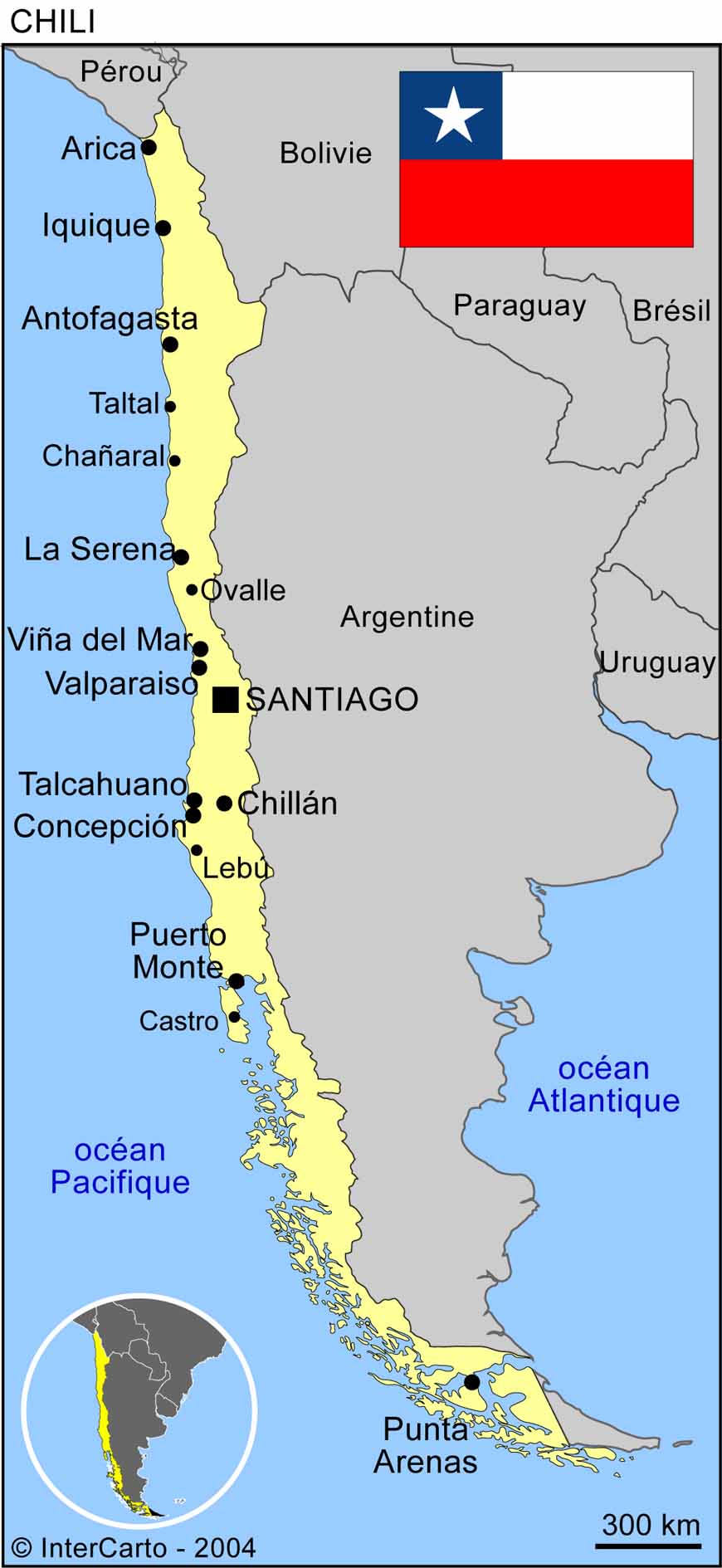 carte touristique du chili