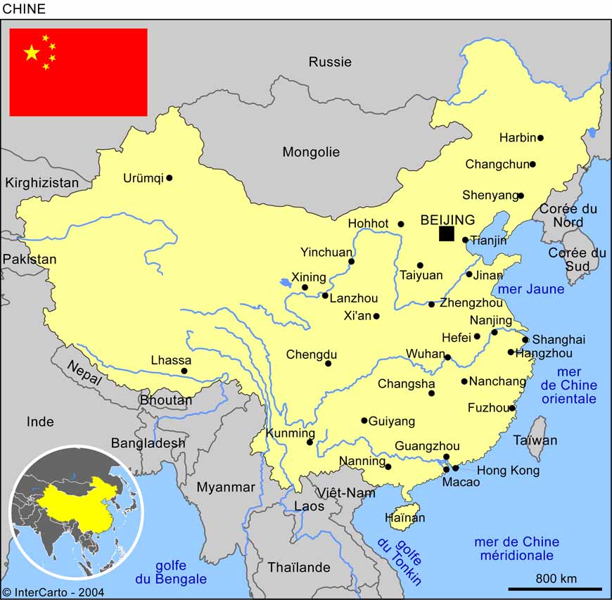 carte geographique de la chine