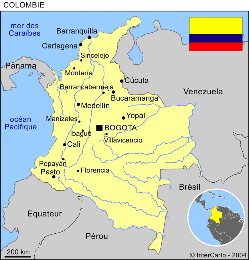 colombie sur la carte du monde