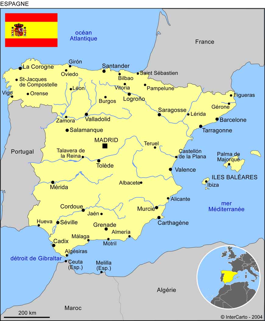 Carte de l'Espagne