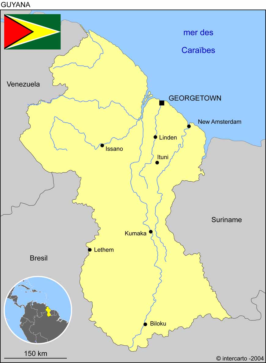 guyana carte geographique - Image