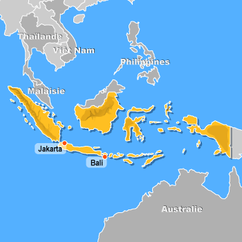 indonesie sur la carte du monde - Image