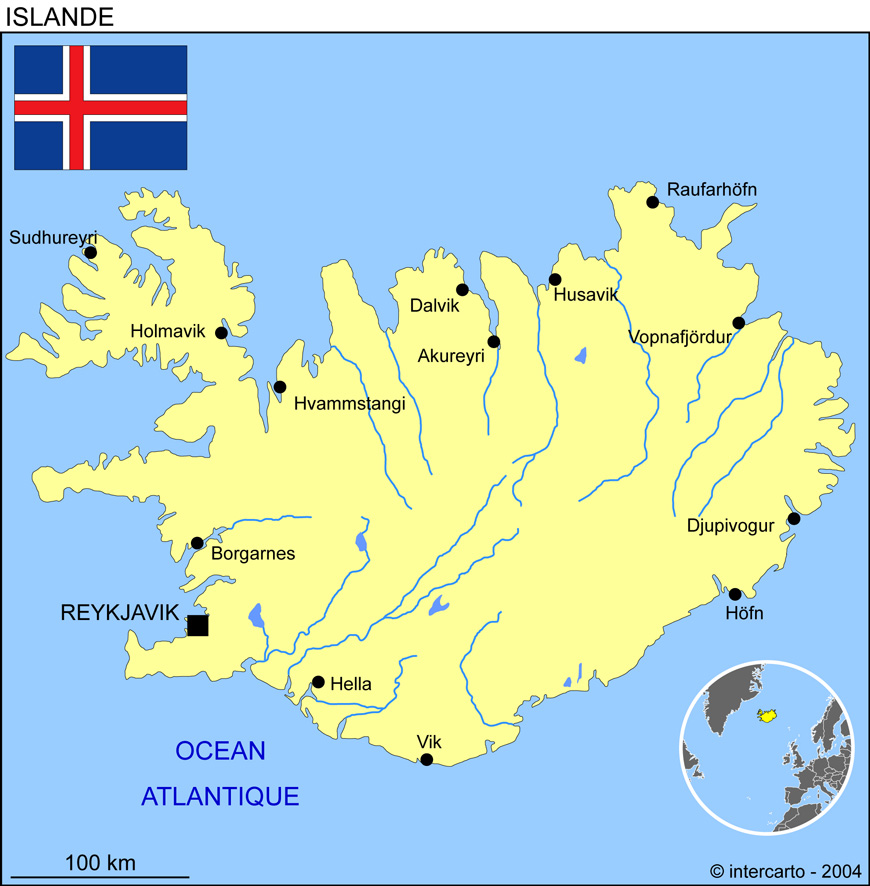 Carte de l'Islande