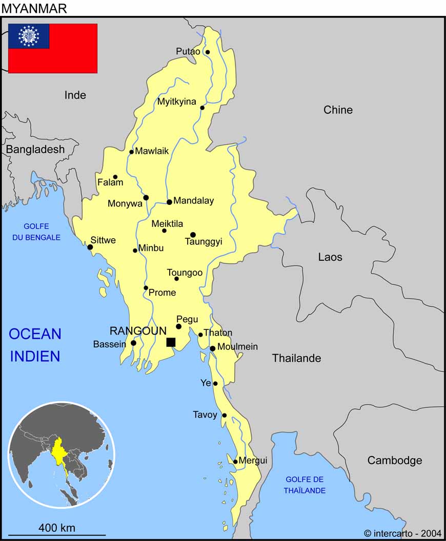 carte de la birmanie