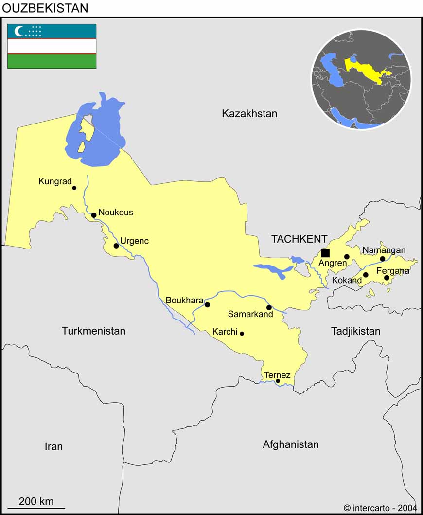 Carte de l'Ouzbkistan