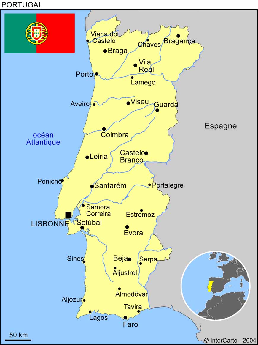 carte du portugal