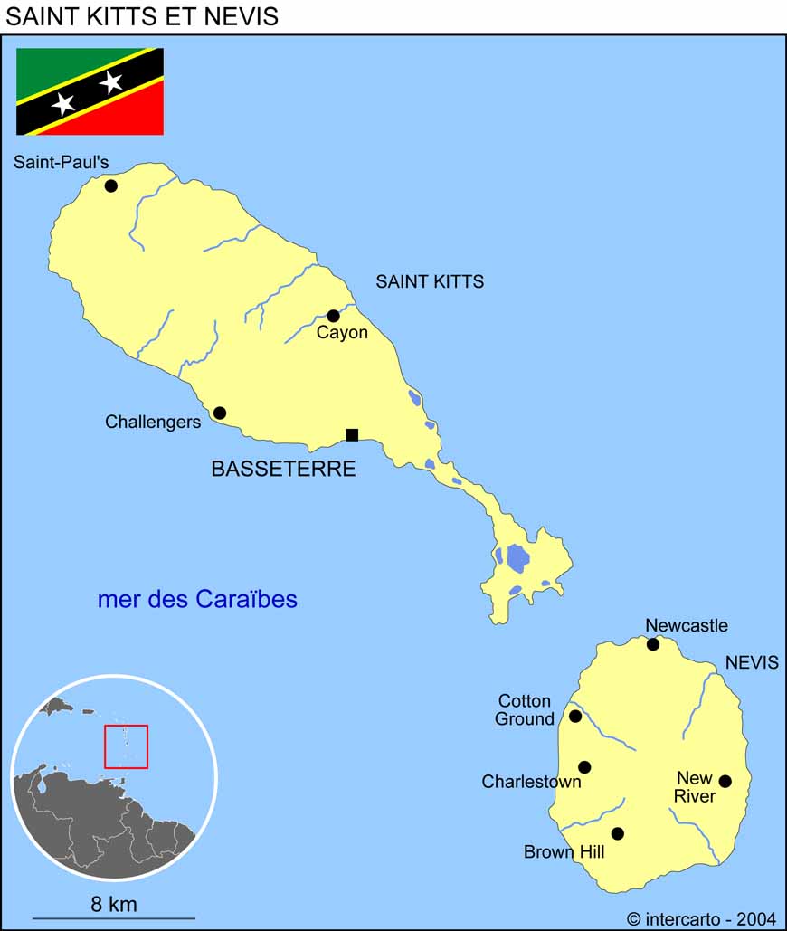 Carte de Saint-Christophe et Nivs