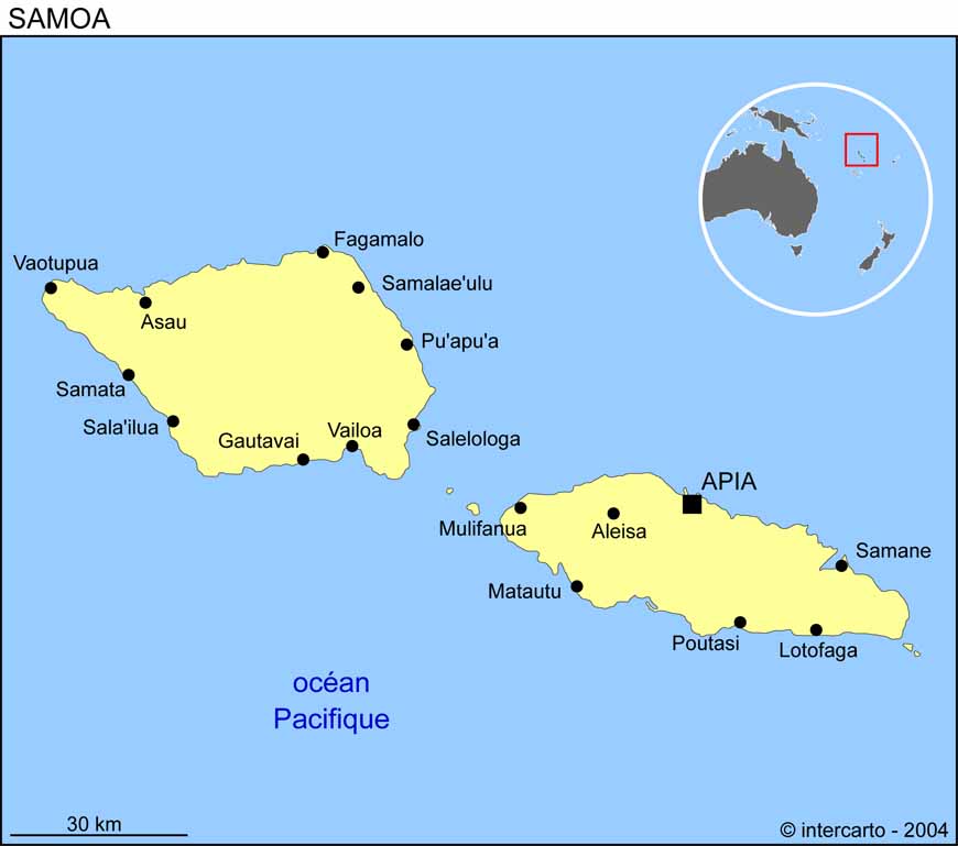 Carte des Samoa