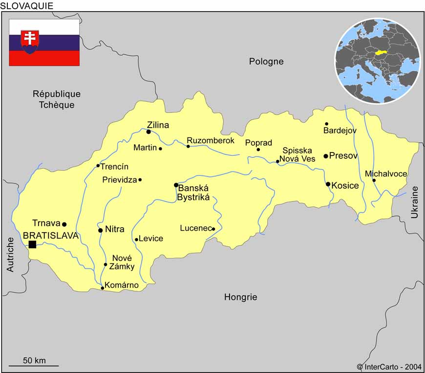 Carte de la Slovaquie