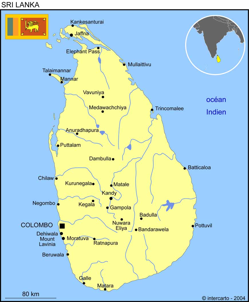 Carte du Sri Lanka