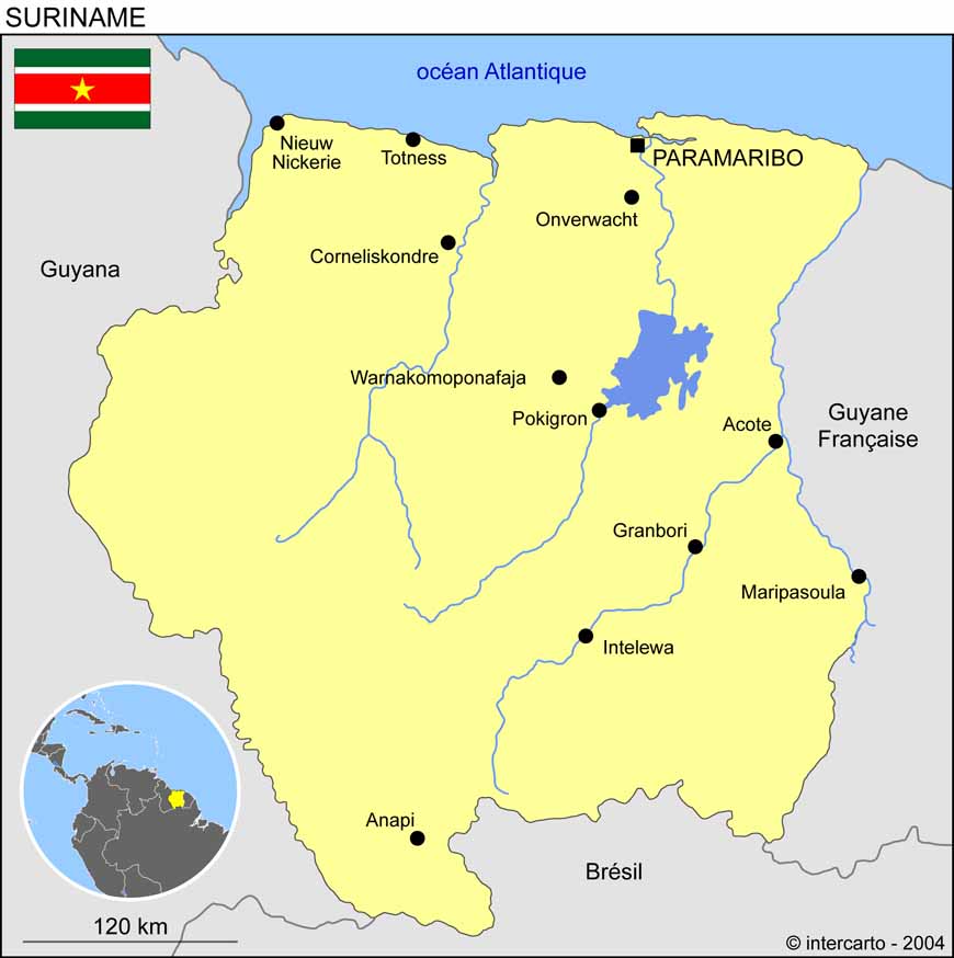 Carte du Suriname