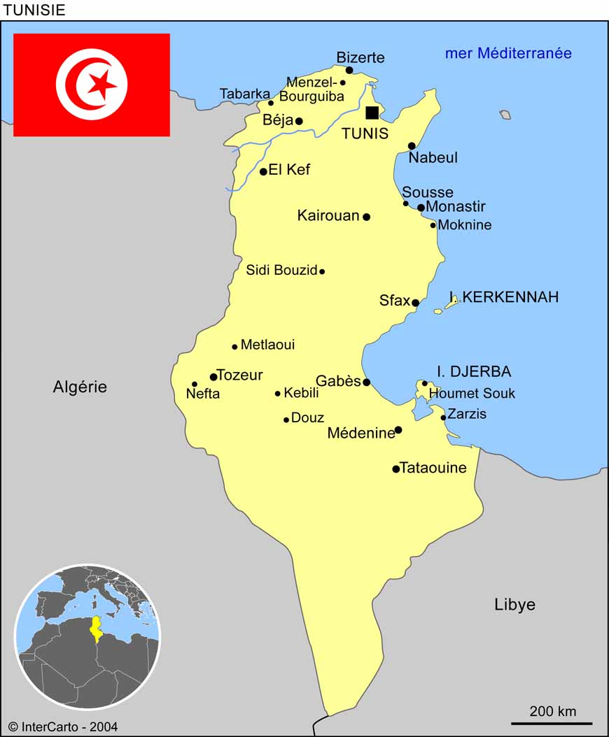 Carte de la Tunisie