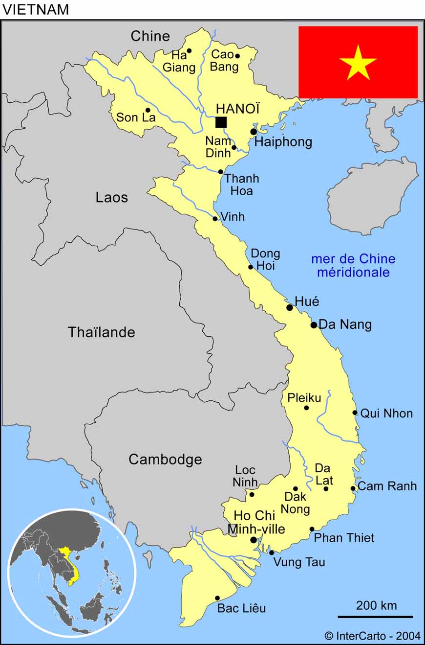 carte du vietnam plan geographique