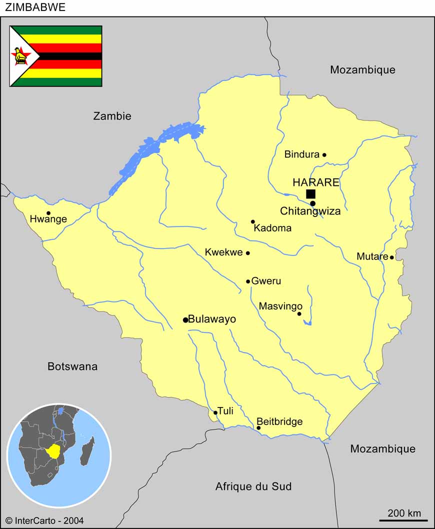 carte du zimbabwe