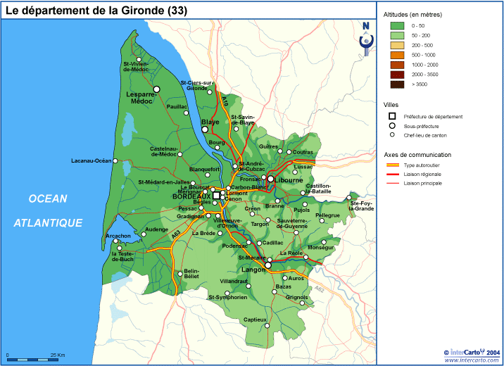 département de la gironde carte de france