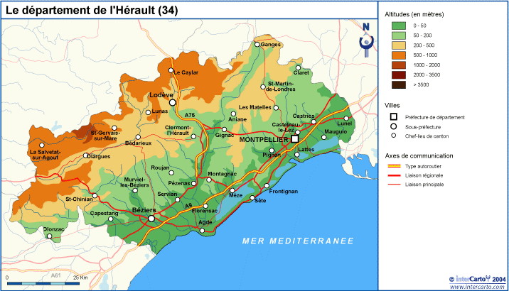 carte de lhérault 34 détaillée