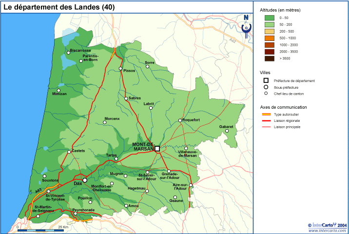 landes carte de france