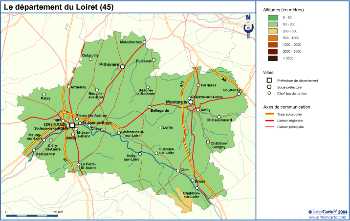 loiret carte de france