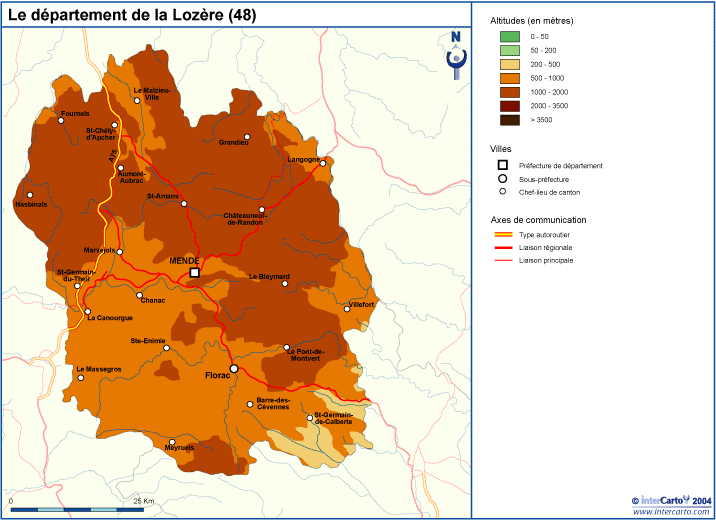 carte touristique de la lozère