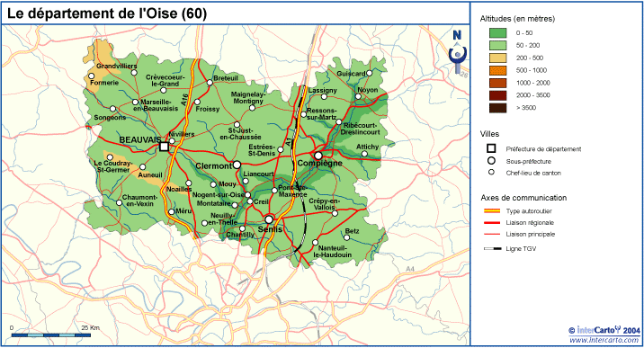 Carte Geographique Touristique Et Plan De L Oise 60 Beauvais