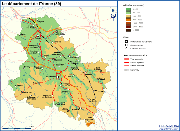 département 89 yonne carte