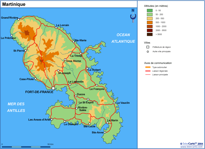 la martinique carte géographique