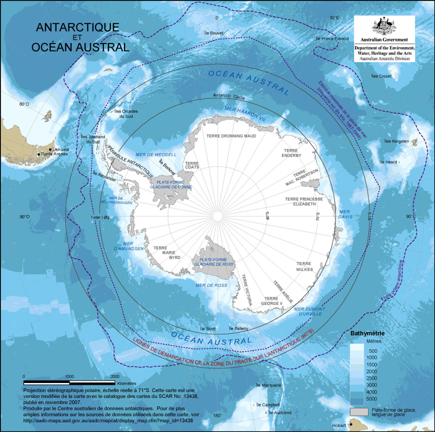 Carte de l'Antarctique