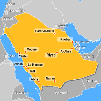 Carte de l'Arabie Saoudite