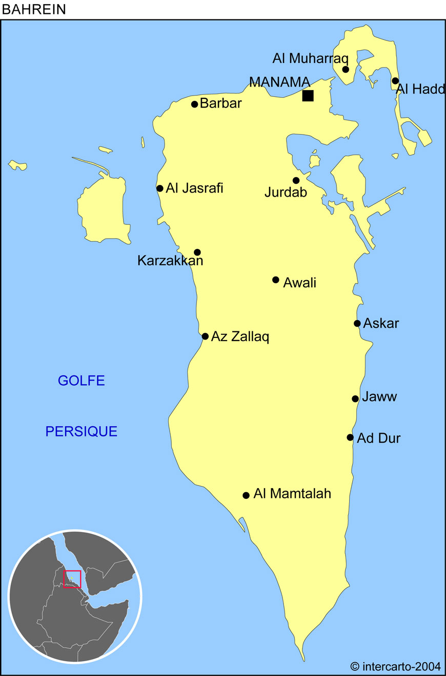 Carte du Bahrein