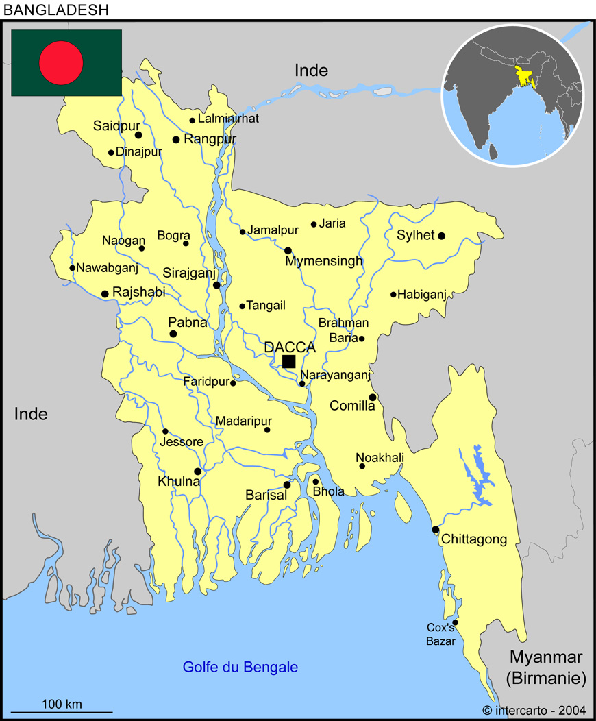 Carte du Bangladesh