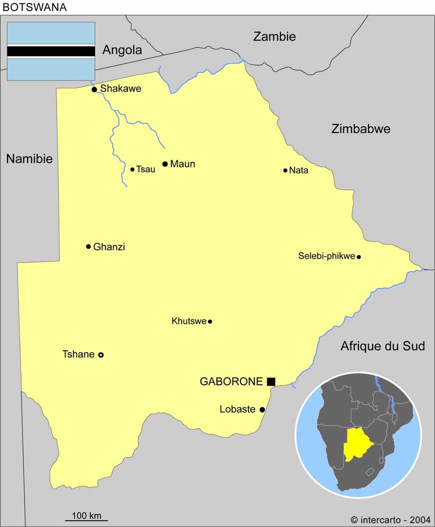 Carte du Botswana