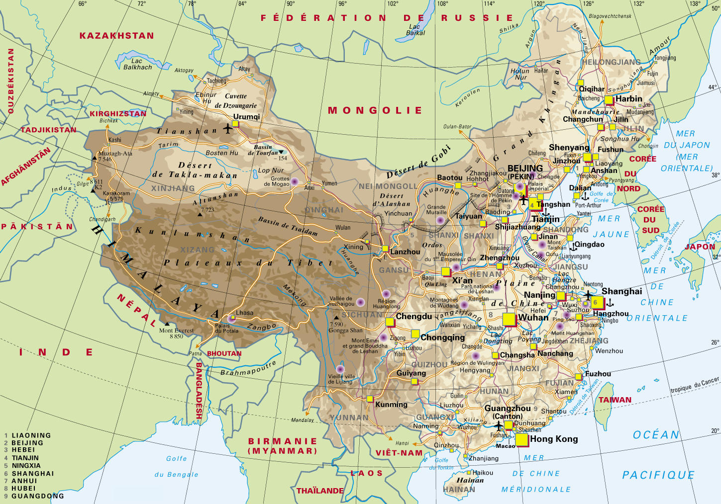 chine carte touristique