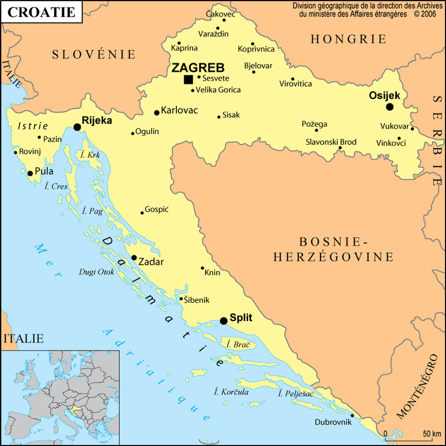 Carte de la Croatie