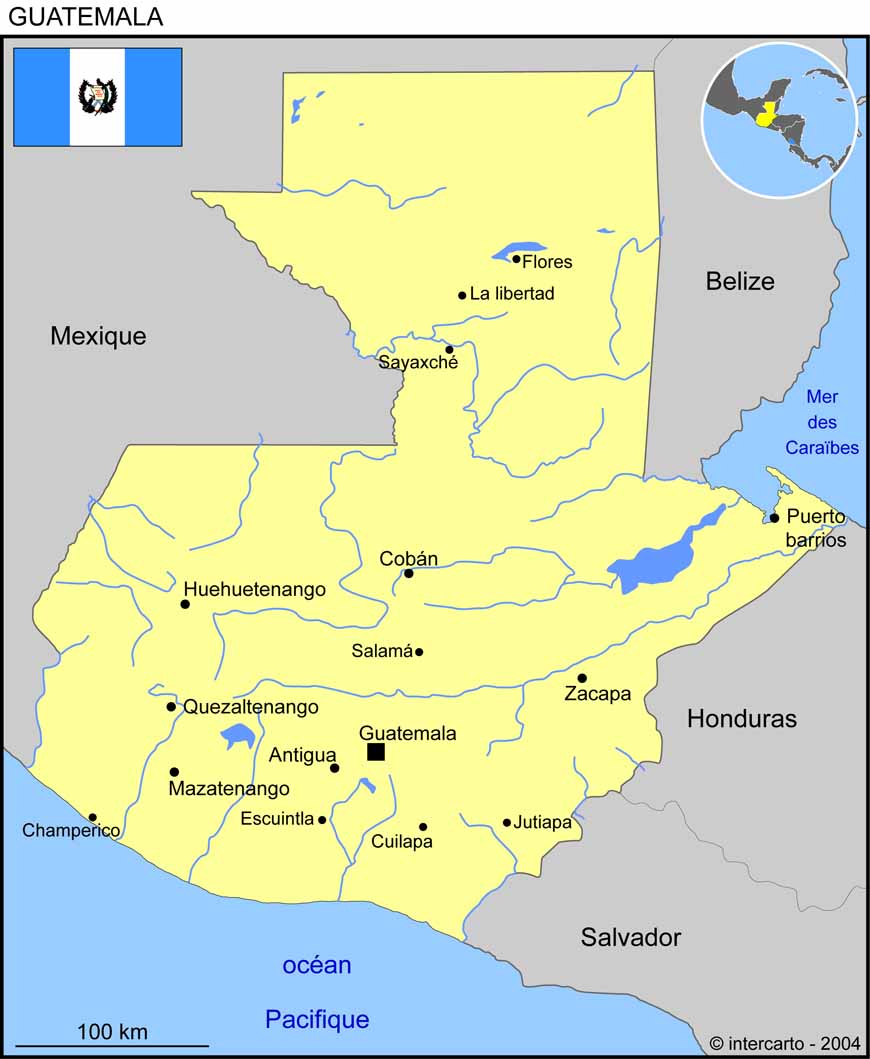 Carte du Guatemala