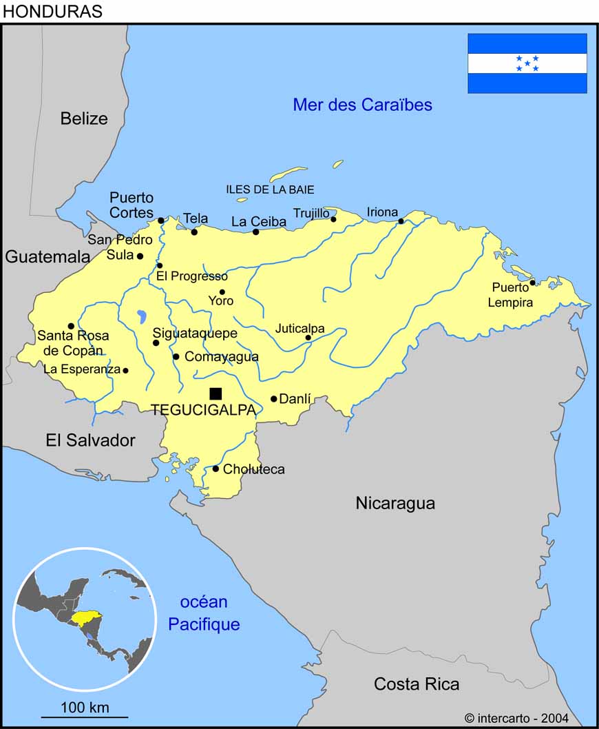 Carte du Honduras