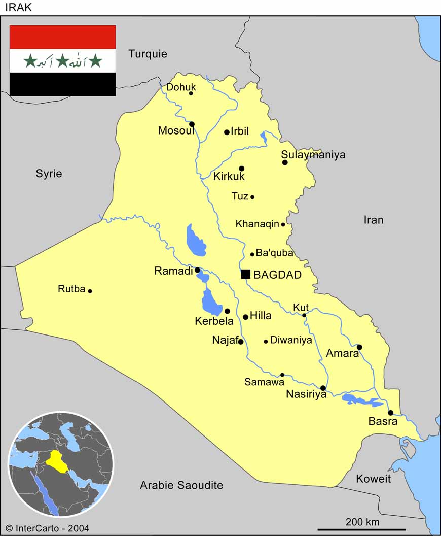 Carte de l'Irak