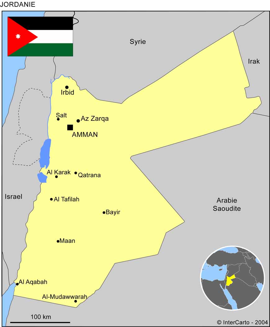 Carte de la Jordanie