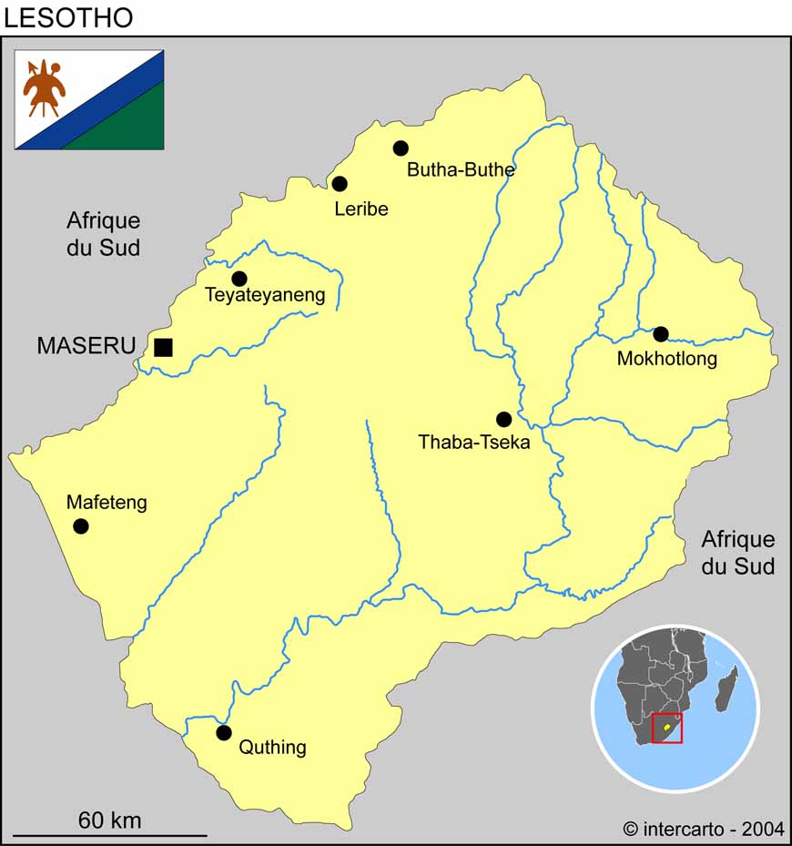 lesotho carte afrique du sud
