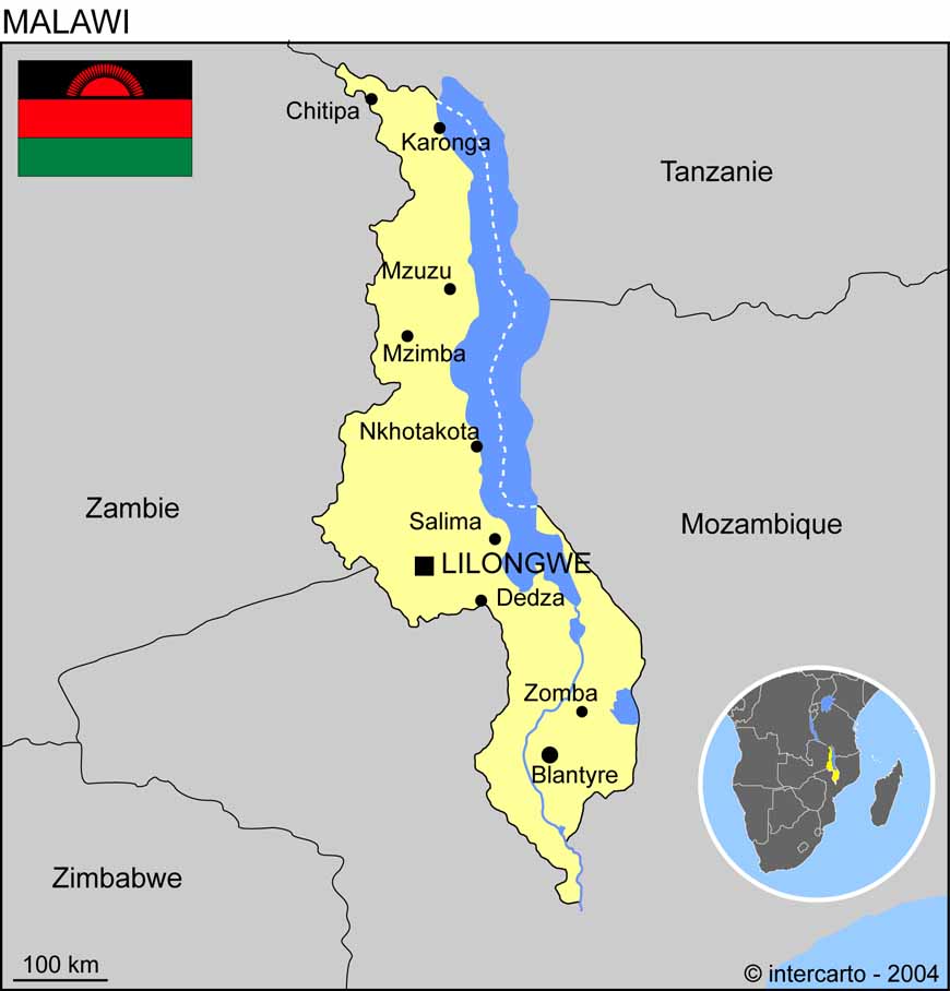 Carte du Malawi