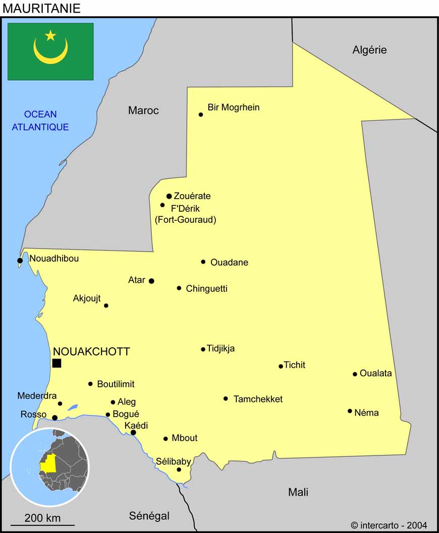 Carte de la Mauritanie