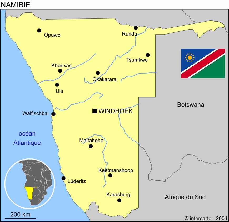 namibie carte géographique