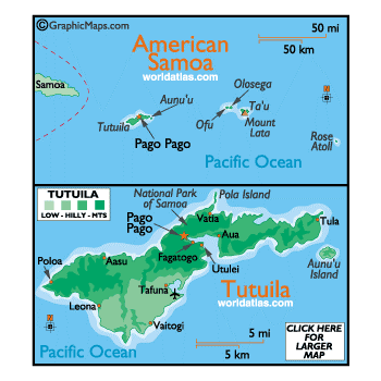 Carte des Samoa Américaines