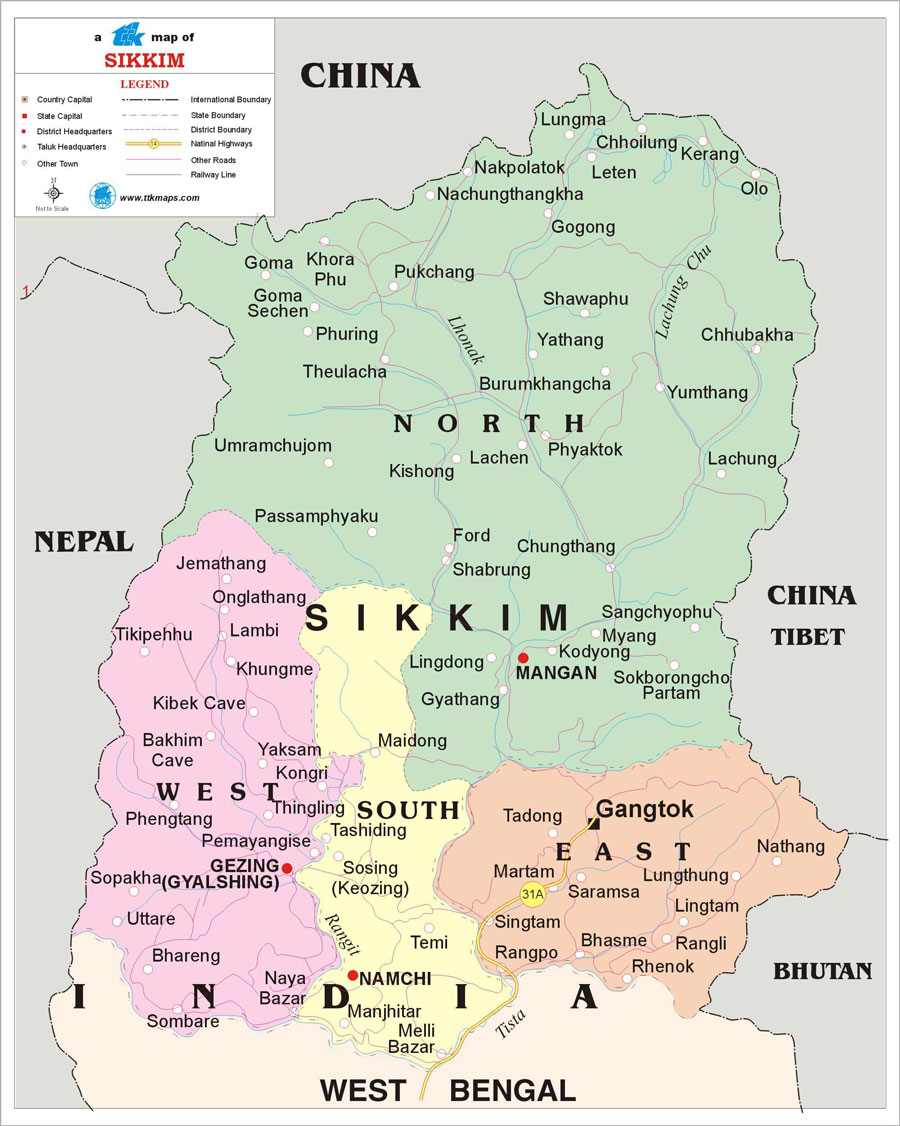 Carte du Sikkim