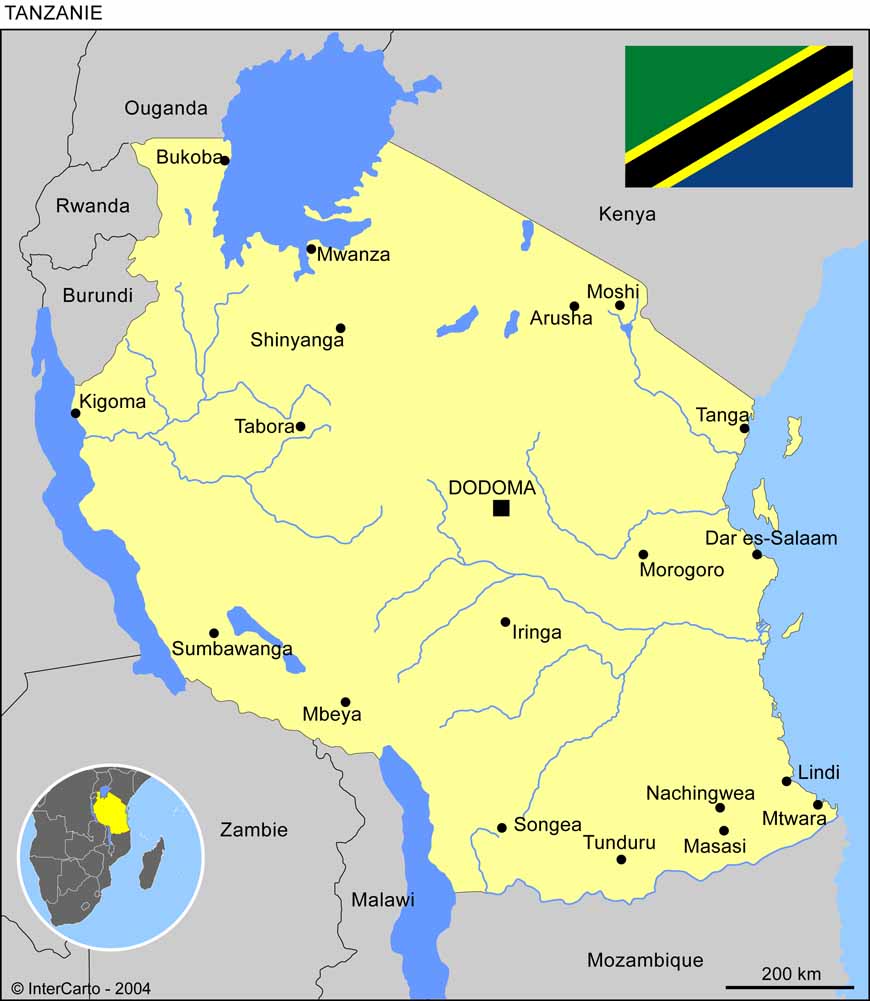 Carte de la Tanzanie